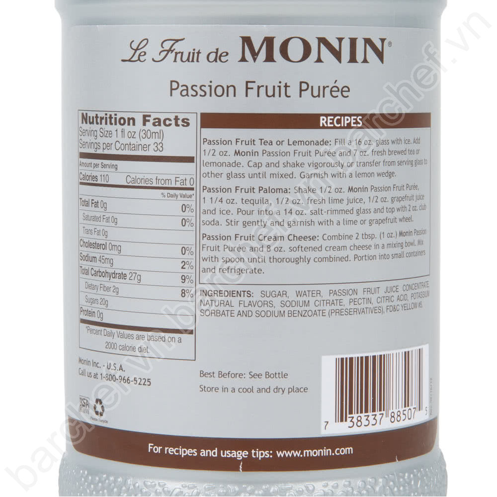 Mứt sệt vị Chanh dây Monin (Passion fruit puree) - chai 1L