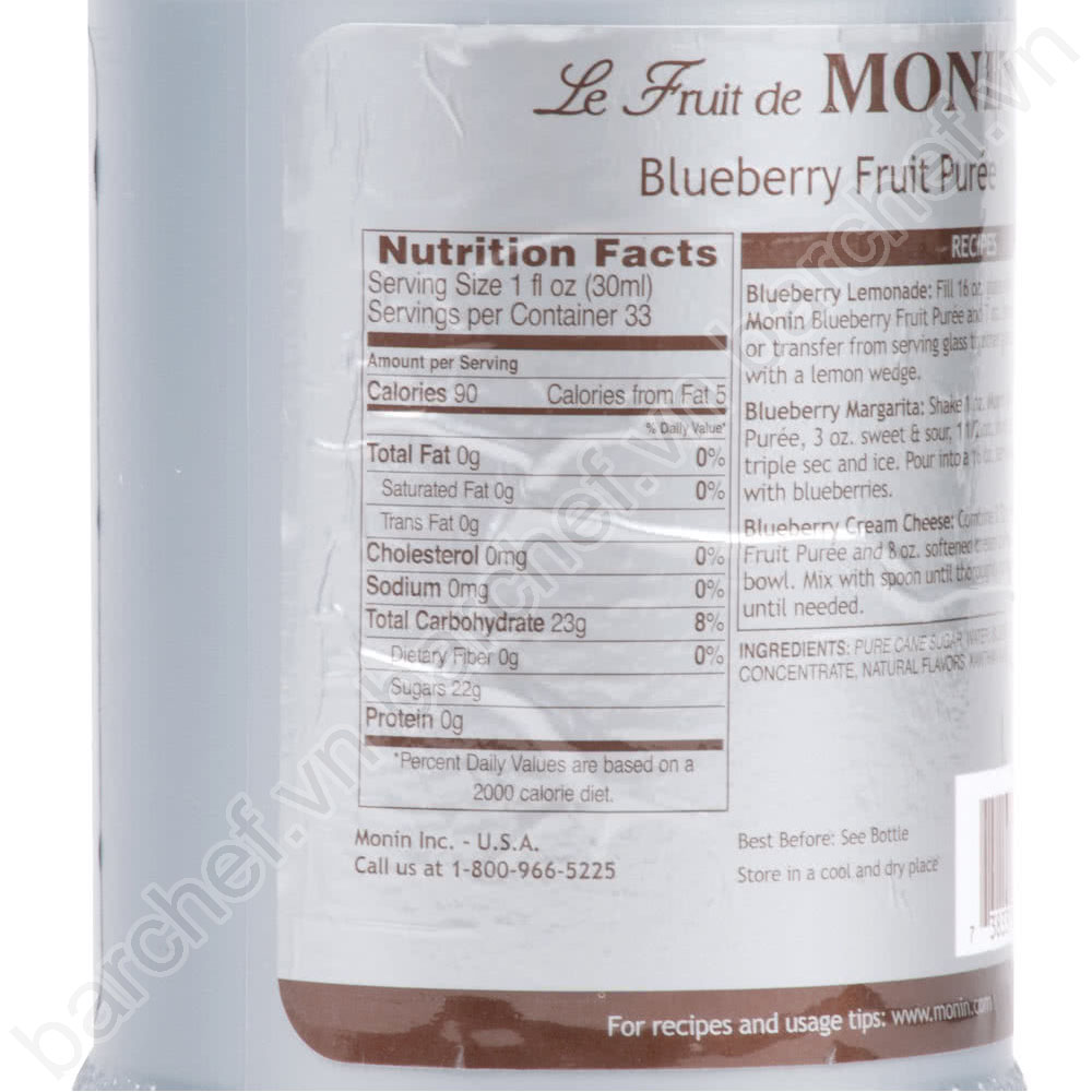 Mứt sệt vị Việt Quất Monin (Blueberry puree) - chai 1L