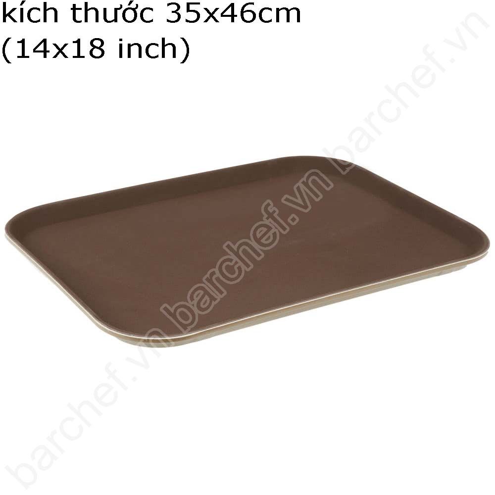 Khay phục vụ chống trượt hình chữ nhật, màu nâu - kích thước 35x46cm (14x18 inch)