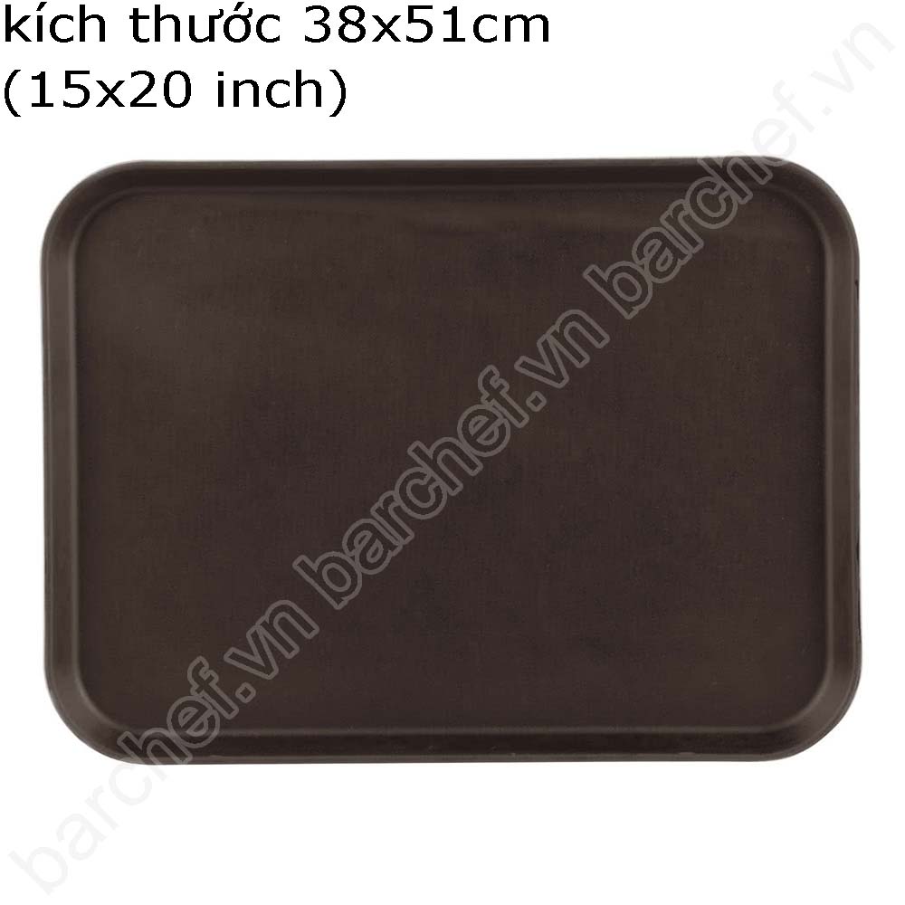 Khay phục vụ chống trượt hình chữ nhật, màu nâu - kích thước 38x51cm (15x20 inch)