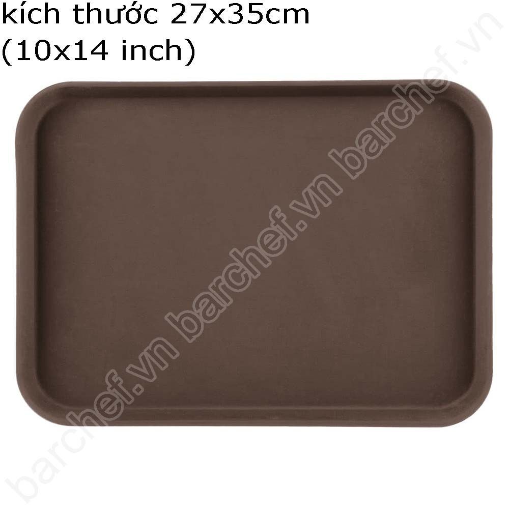 Khay phục vụ chống trượt hình chữ nhật, màu nâu - kích thước 27x35cm (10x14 inch)