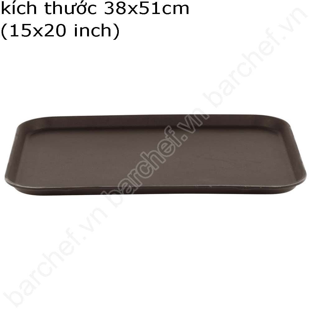 Khay phục vụ chống trượt hình chữ nhật, màu nâu - kích thước 38x51cm (15x20 inch)