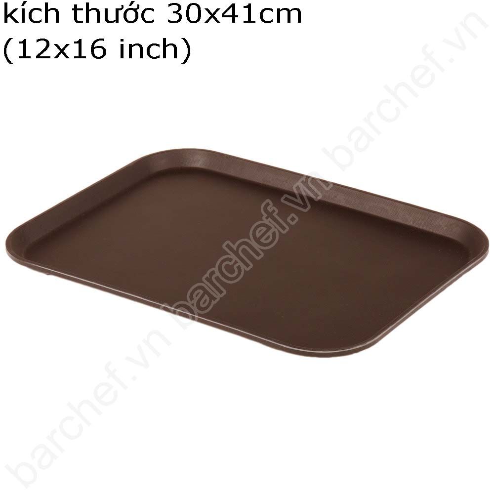 Khay phục vụ chống trượt hình chữ nhật, màu nâu - kích thước 30x41cm (12x16 inch)