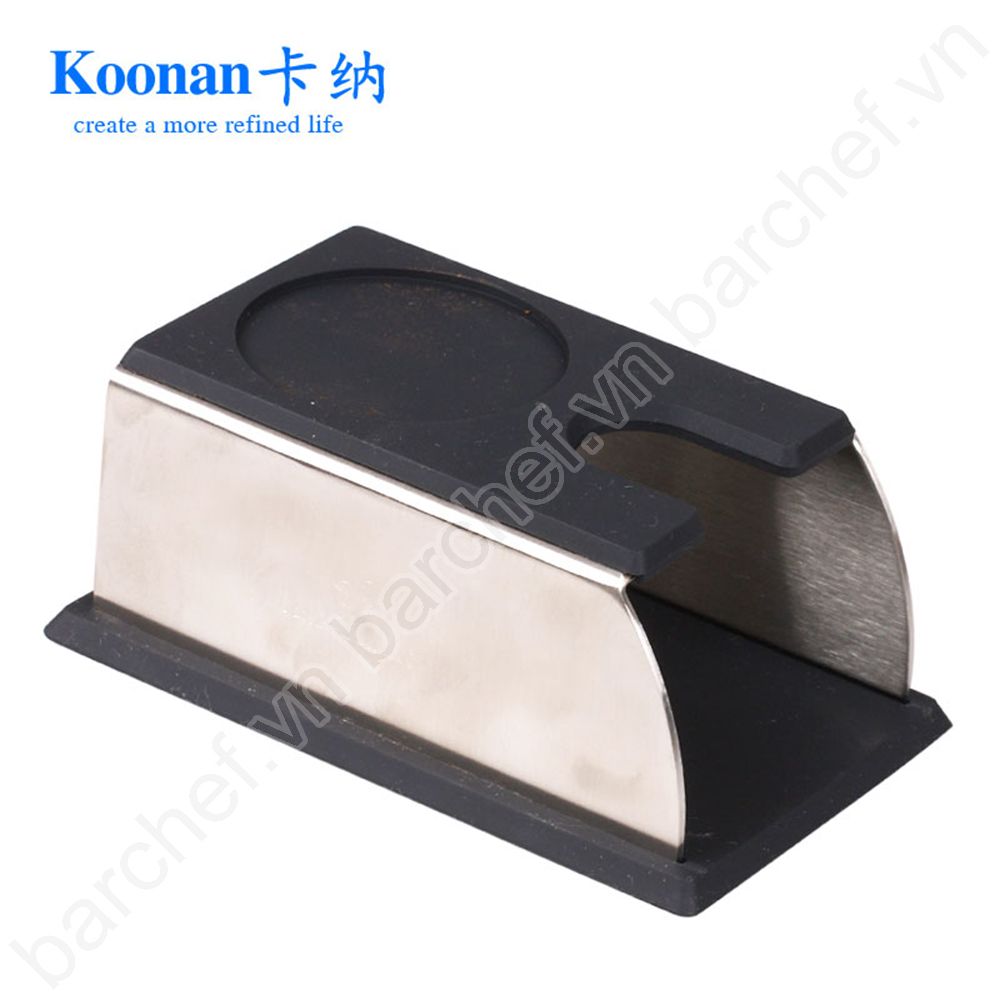 Đế lót Tamper Koonan (KN0401), khung inox, mặt cao su đen