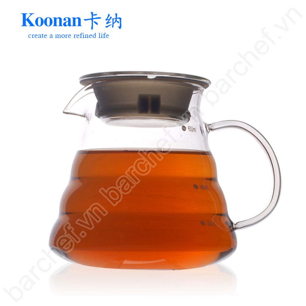 Bình Server đựng trà, cà phê bằng thủy tinh 600ml Koonan (KN-9600)