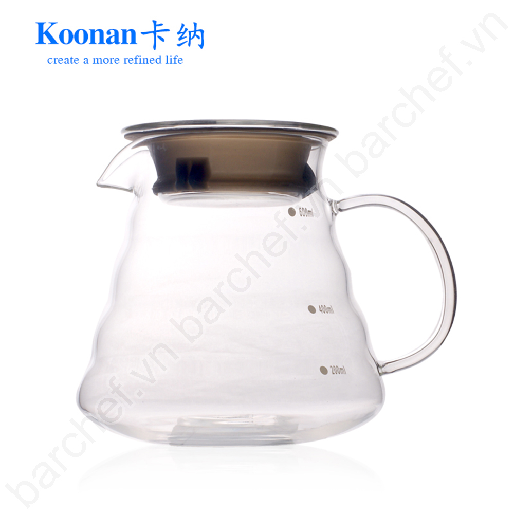 Bình Server đựng trà, cà phê bằng thủy tinh 600ml Koonan (KN-9600)