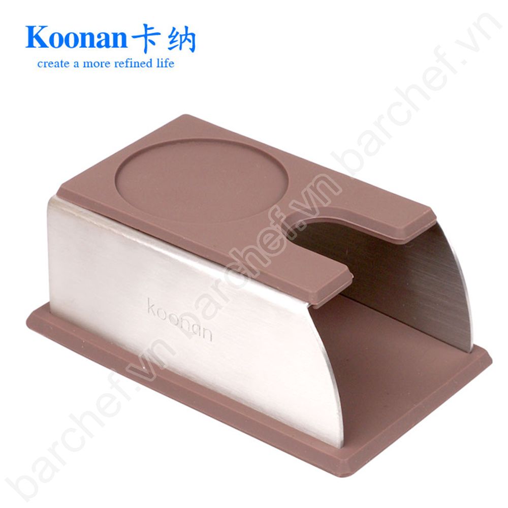 Đế lót Tamper Koonan (KN0402), khung inox, mặt cao su nâu