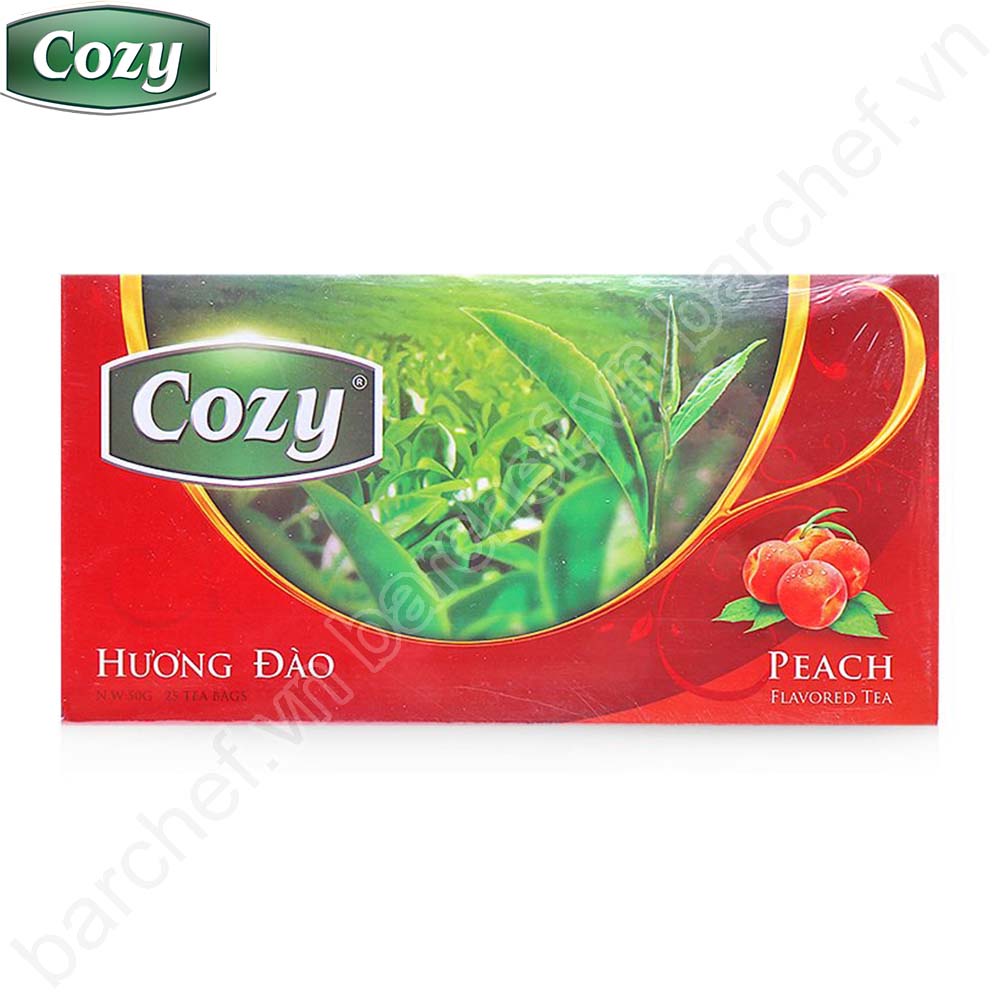 Trà đen hương Đào Cozy túi lọc - hộp giấy 40 gram - 20 túi lọc