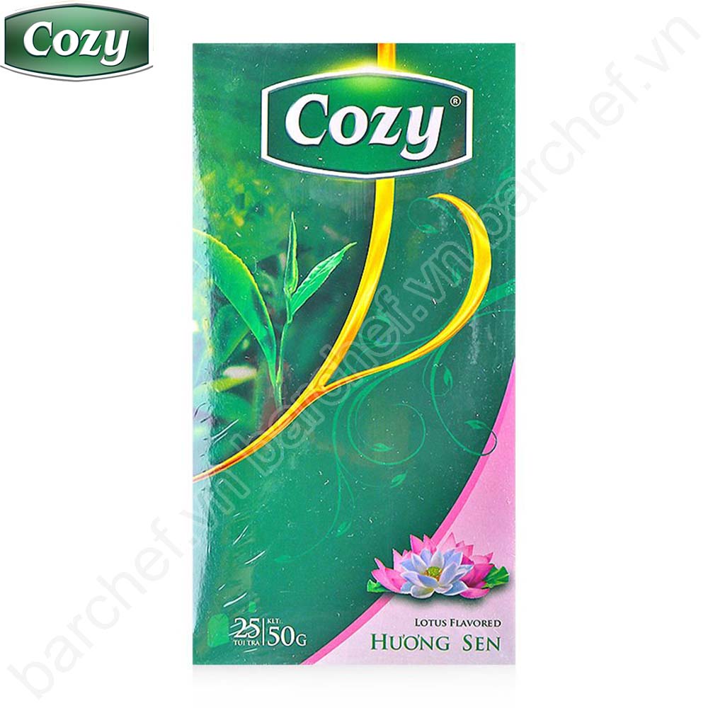 Trà xanh hương Sen Cozy túi lọc - hộp giấy 50 gram - 25 túi lọc