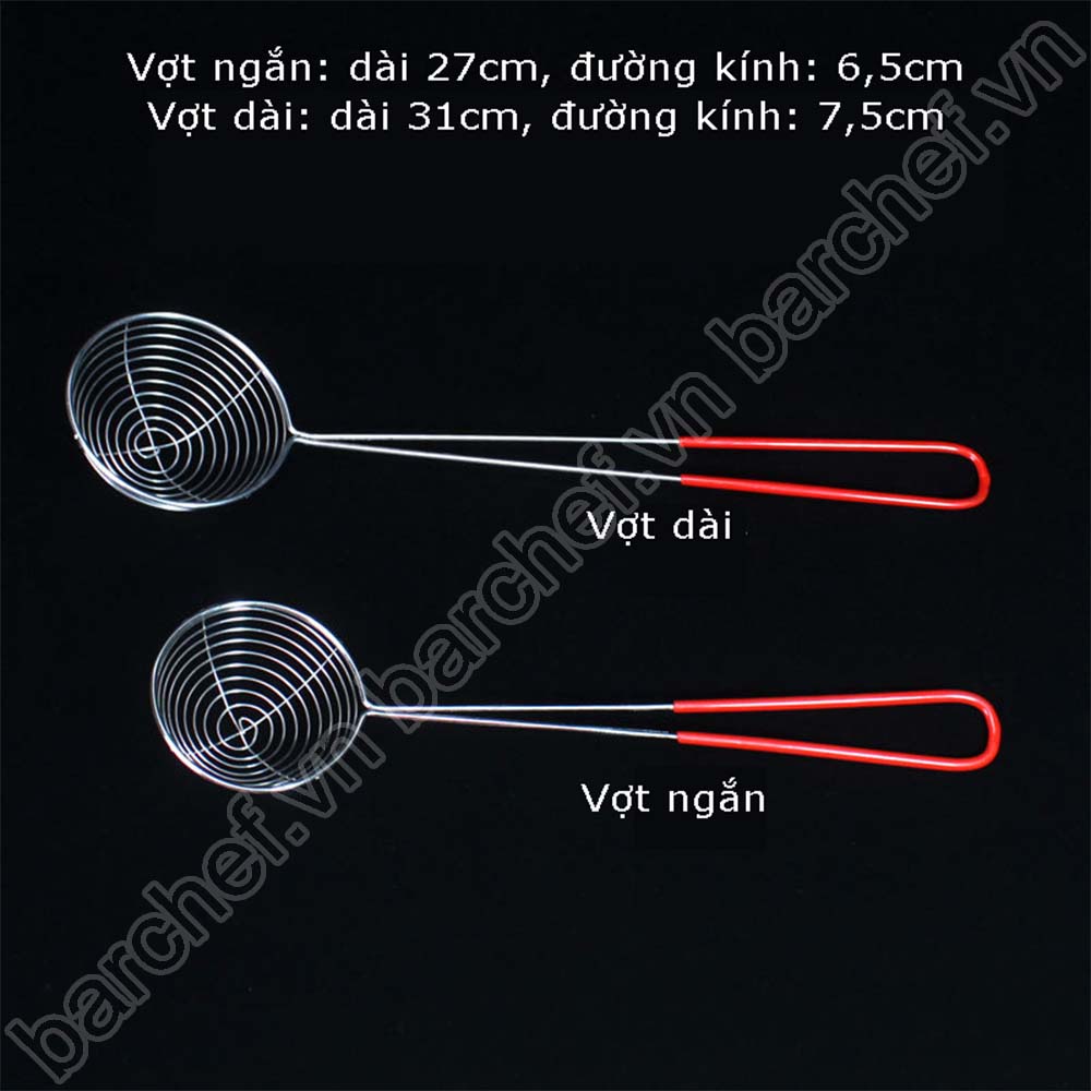 Vợt múc trân châu chuyên dụng dài 27cm, đường kính 65mm, cán bọc nhựa đỏ