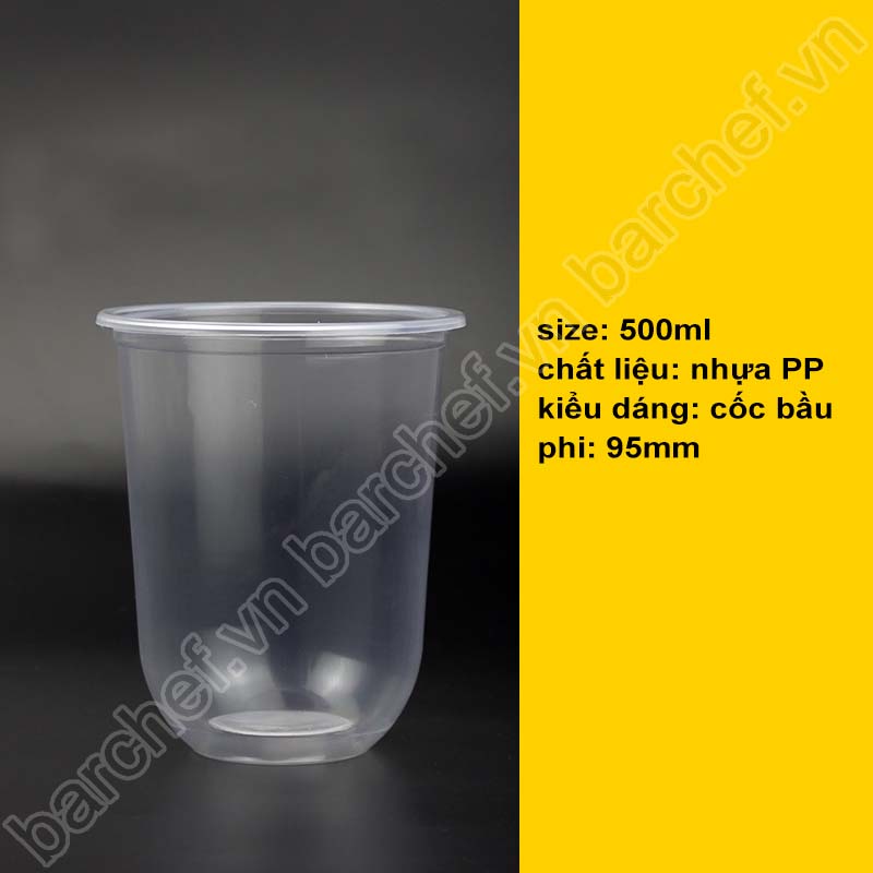 Cốc PP bầu 500ml phi 95