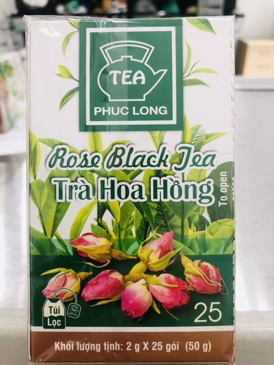 Trà Hoa hồng Phúc Long túi lọc - hộp giấy 25 gói x 2g