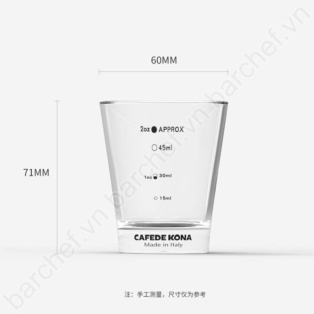 Ly thủy tinh đong định lượng Espresso Cafede Kona 60ml (Espresso Glass)