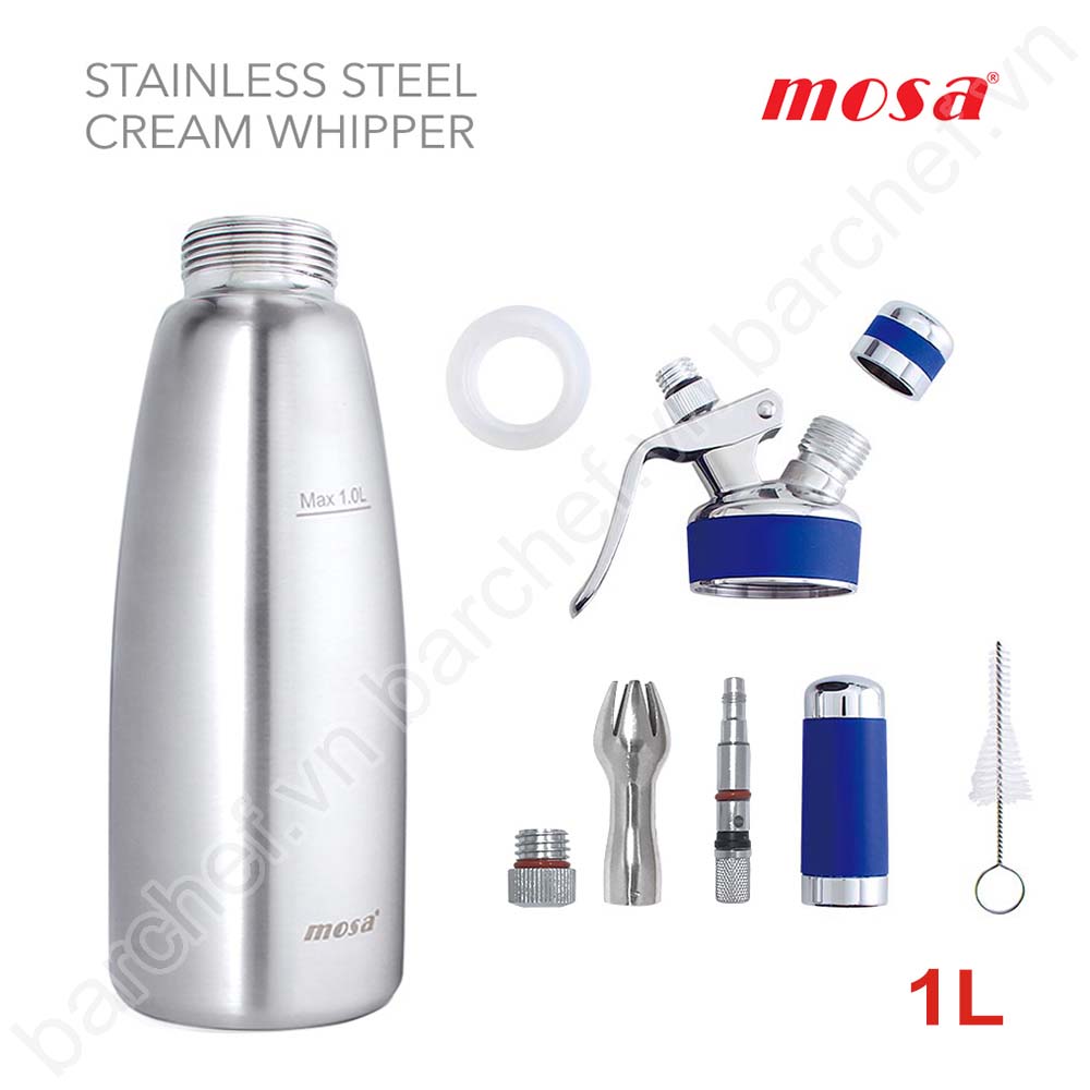 Bình làm kem Mosa Inox 1L (Stainless Steel)