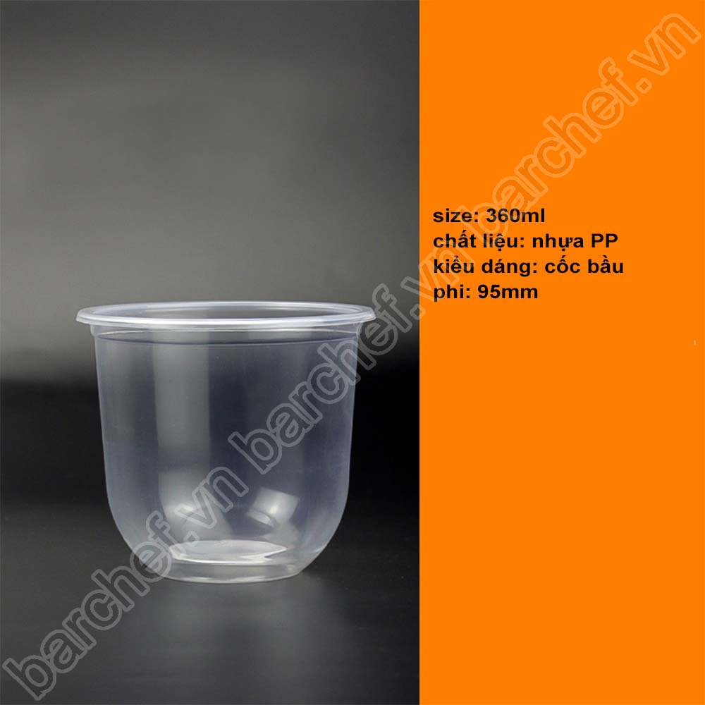 Cốc PP bầu 360ml phi 95