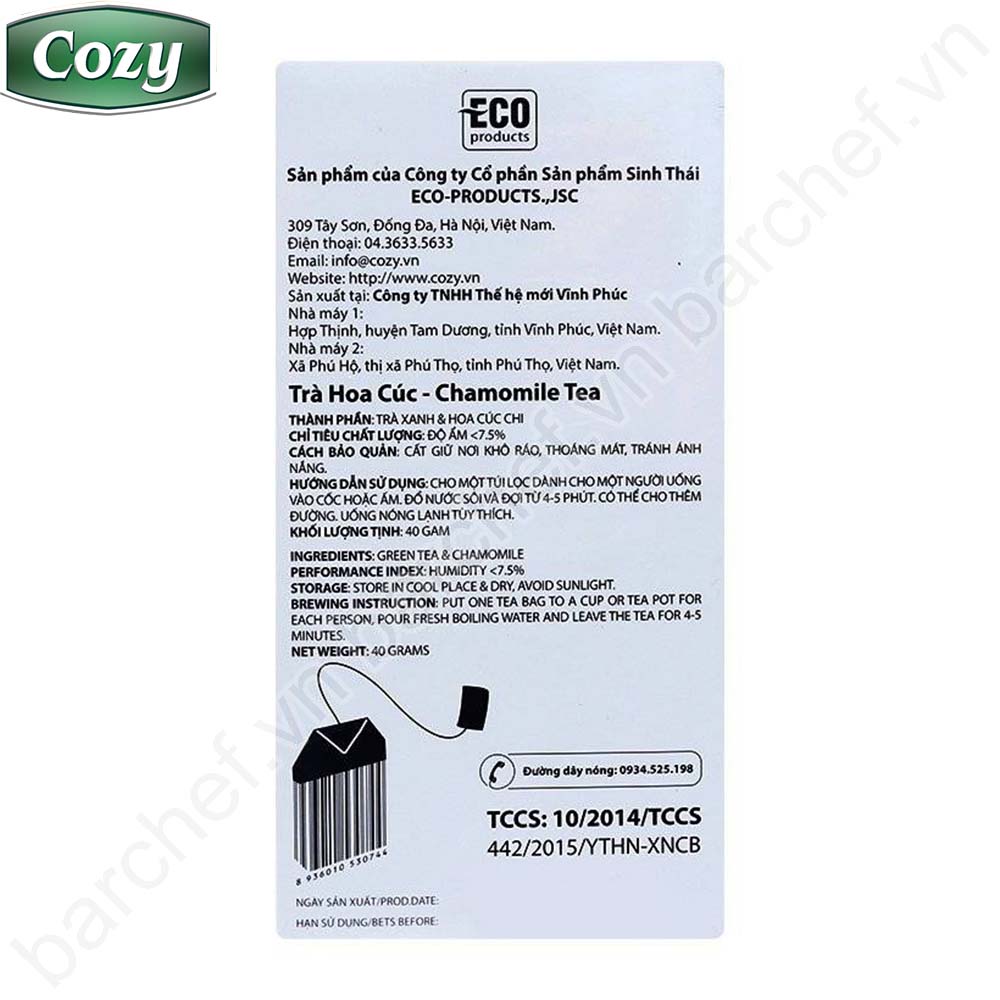 Trà Hoa cúc Cozy túi lọc - hộp giấy 40 gram - 20 túi lọc