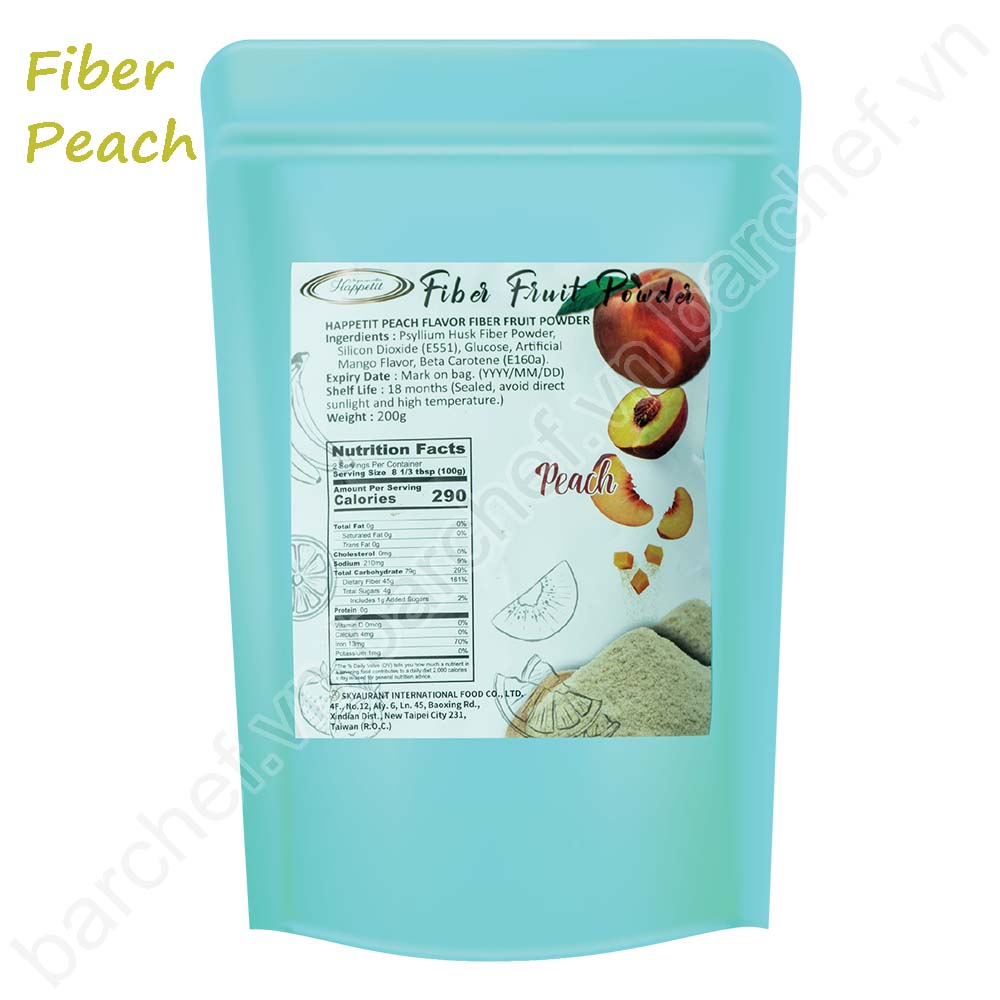 Bột Fiber vị Đào (Happetit Peach Flavor Fiber Fruit Powder) - túi 200gr