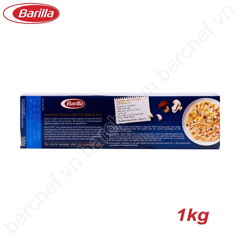 Mỳ sợi Spaghetti số 5 hiệu Barilla – hộp 1kg