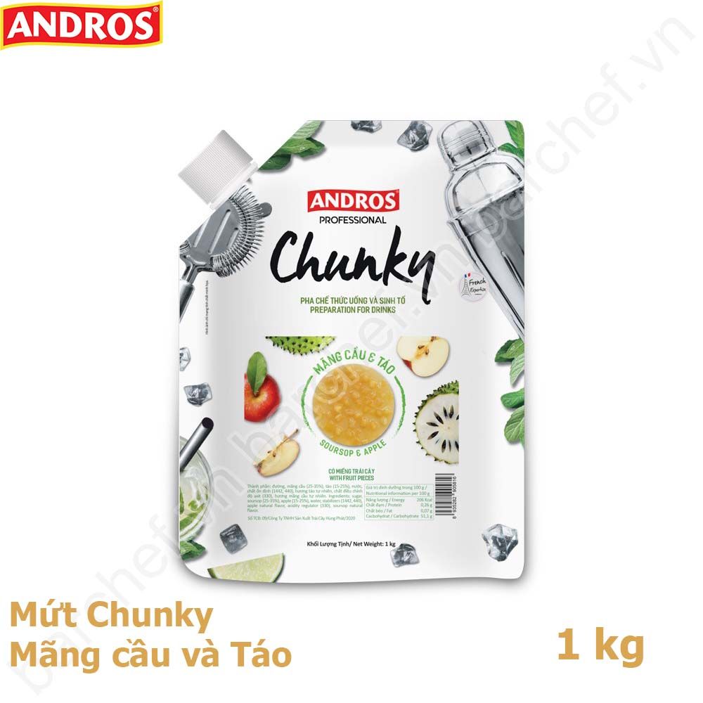 Mứt Chunky Mãng cầu và Táo Andros (Soursop and Apple Chunky) - túi 1kg