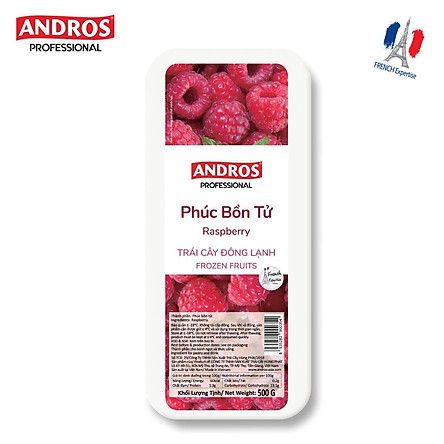 Phúc bồn tử nguyên trái đông lạnh Andros (Frozen Raspberry - IQF) - túi 500g