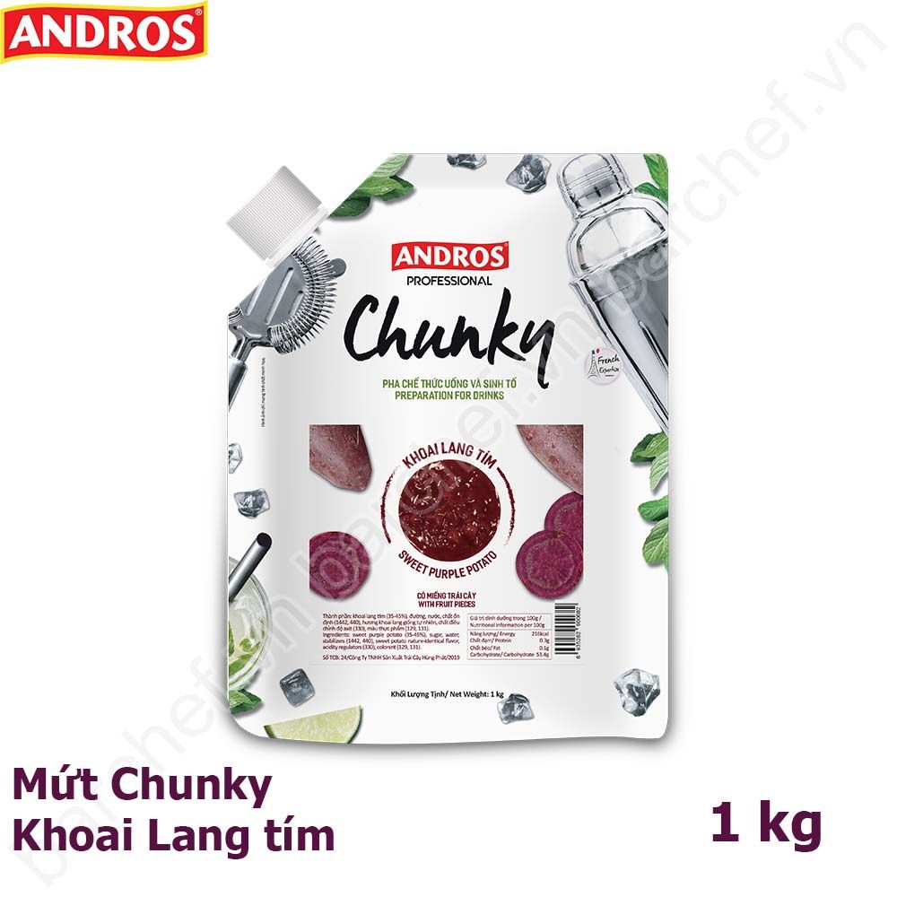 Mứt Chunky Khoai lang tím Andros (Sweet purple potato Chunky) - túi 1kg