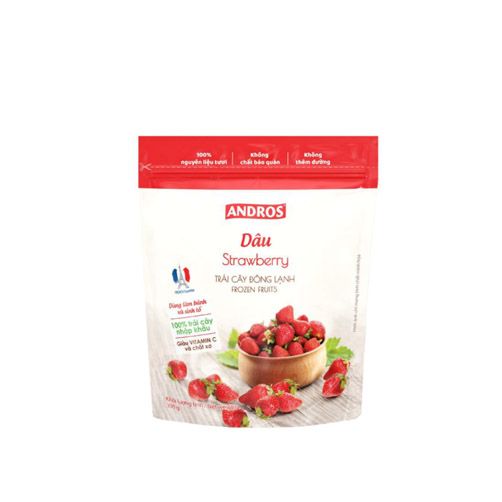 Dâu tây nguyên trái đông lạnh Andros (Frozen Strawberry - IQF) - hộp 600g