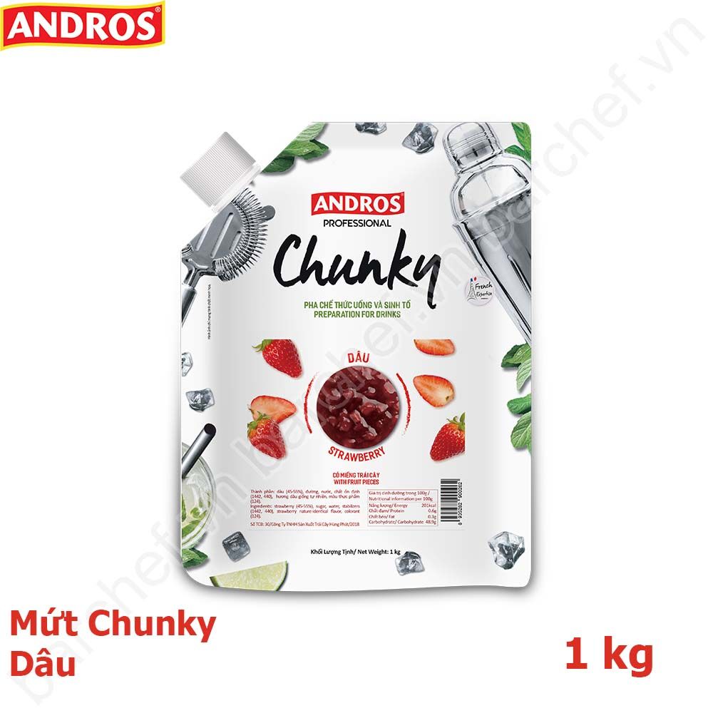 Mứt Chunky Dâu tây Andros (Strawberry Chunky) - túi 1kg