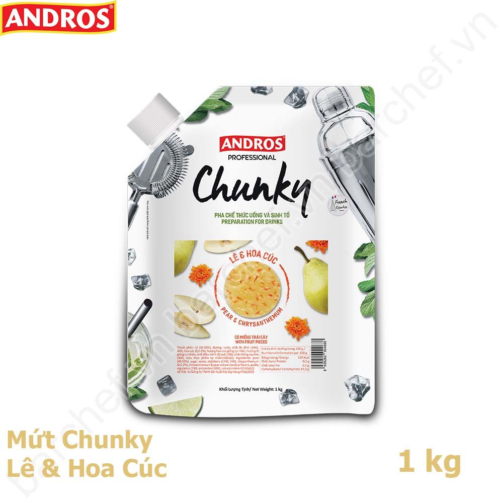 Mứt Chunky Lê và Hoa cúc Andros (Pear and Chrysanthemum Chunky) - túi 1kg