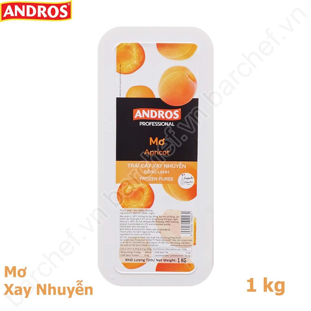 Mơ xay nhuyễn đông lạnh Andros (Apricot Frozen Puree) - hộp 1kg