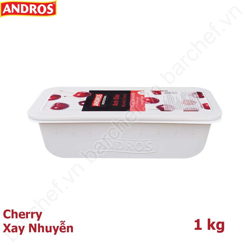 Anh đào xay nhuyễn đông lạnh Andros (Cherry Frozen Puree) - hộp 1kg