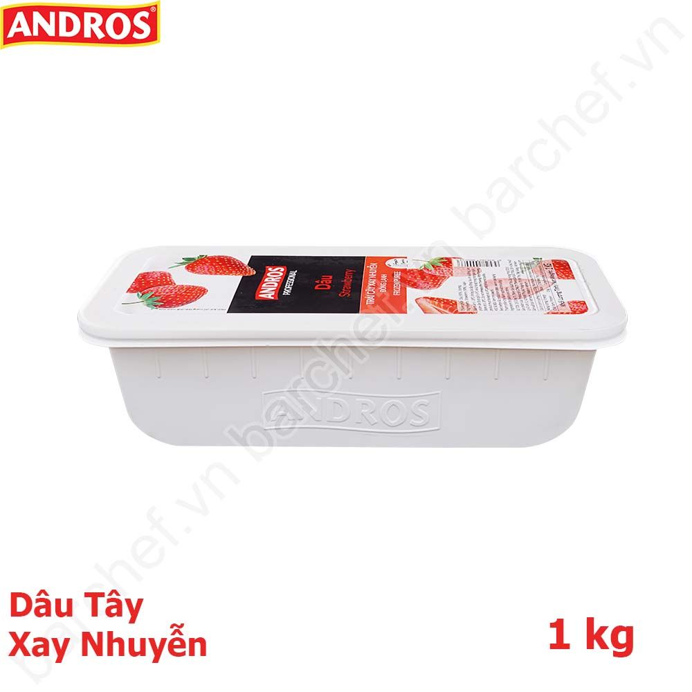 Dâu tây xay nhuyễn đông lạnh Andros (Strawberry Frozen Puree) - hộp 1kg