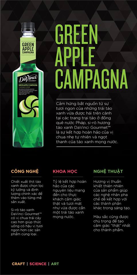 Siro vị Táo xanh (green apple campagna) thương hiệu Davinci Gourmet