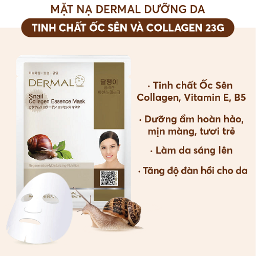 Mặt nạ Dermal dưỡng da tinh chất ốc sên và collagen 23g 1