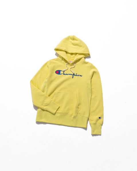 Yellow champion hoodie hot sale big logo