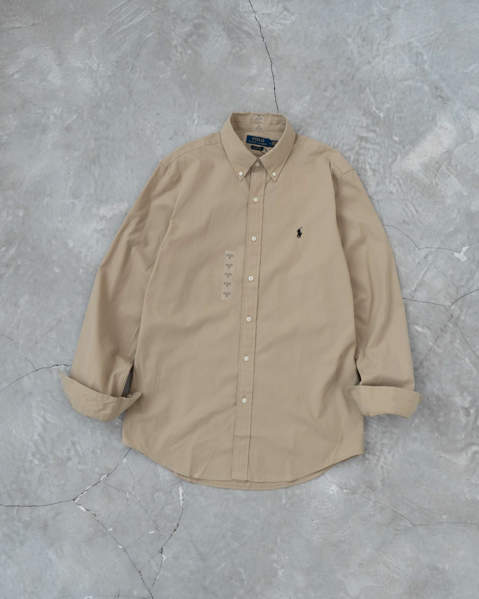 RALPH LAUREN CUSTOM FIT COTTON SHIRT - BEIGE