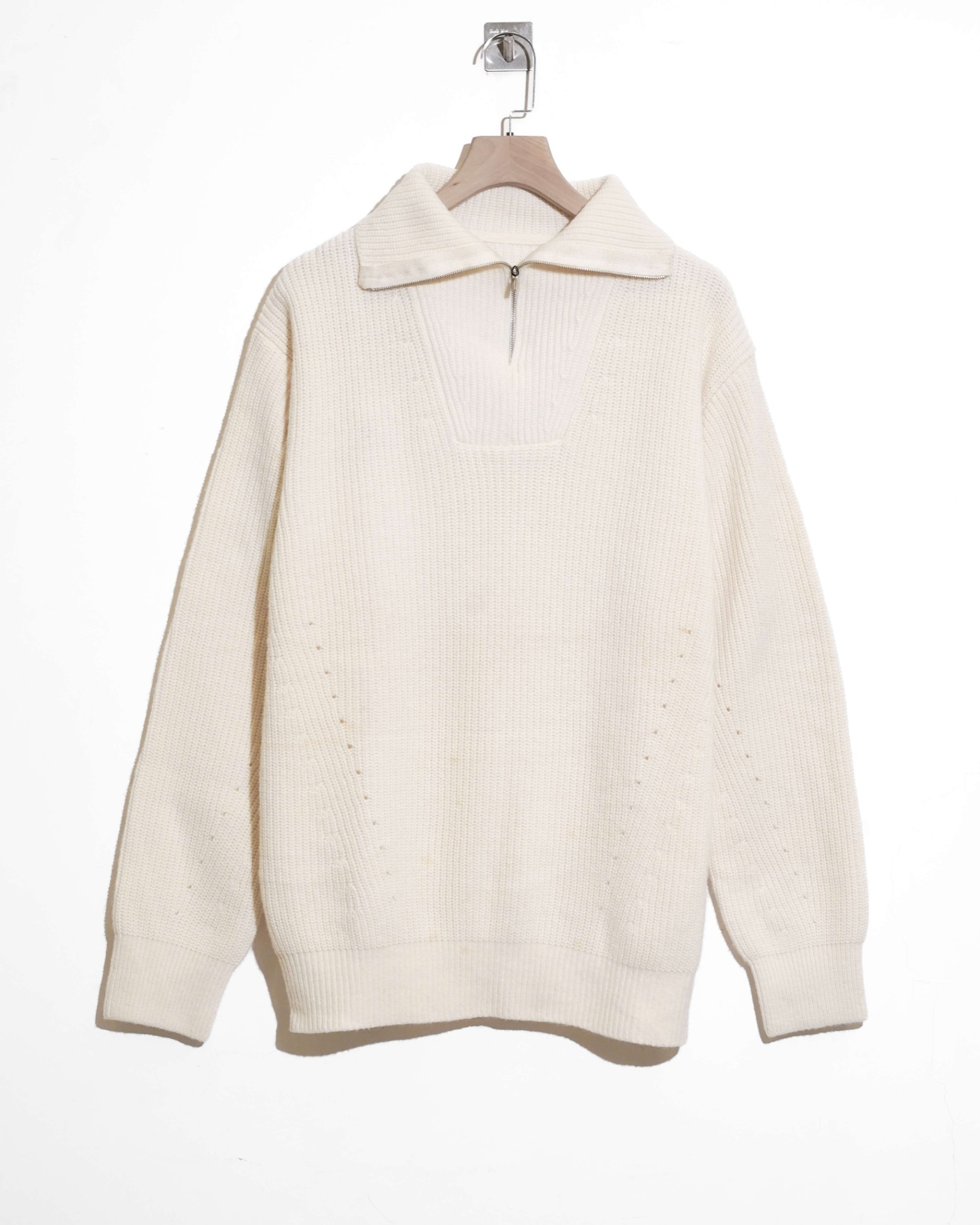 HENRY COTTON HALF ZIP KNIT V NECK SWEATSHIRT