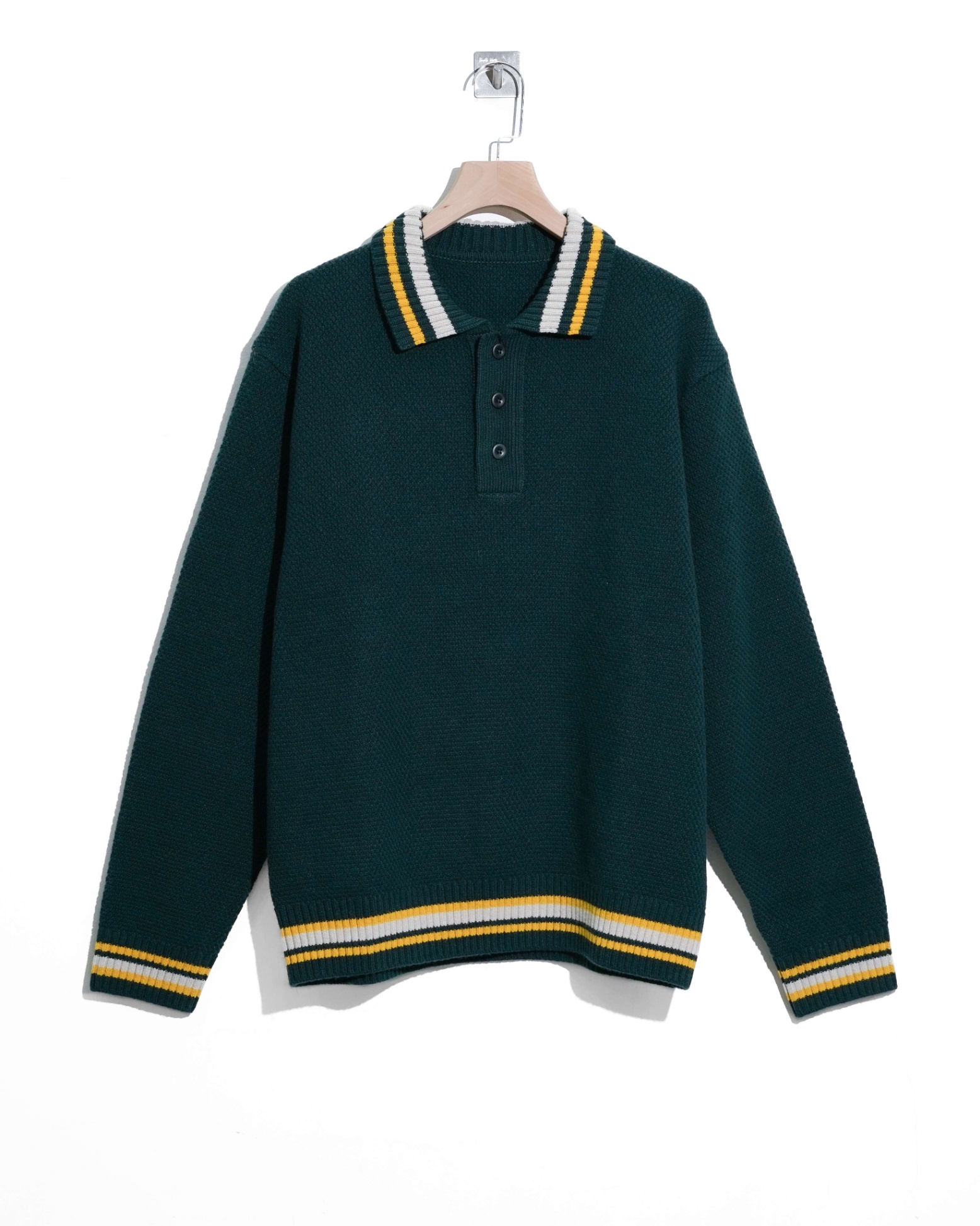 HENR COTTON'S LINE CREAM POLO KNIT