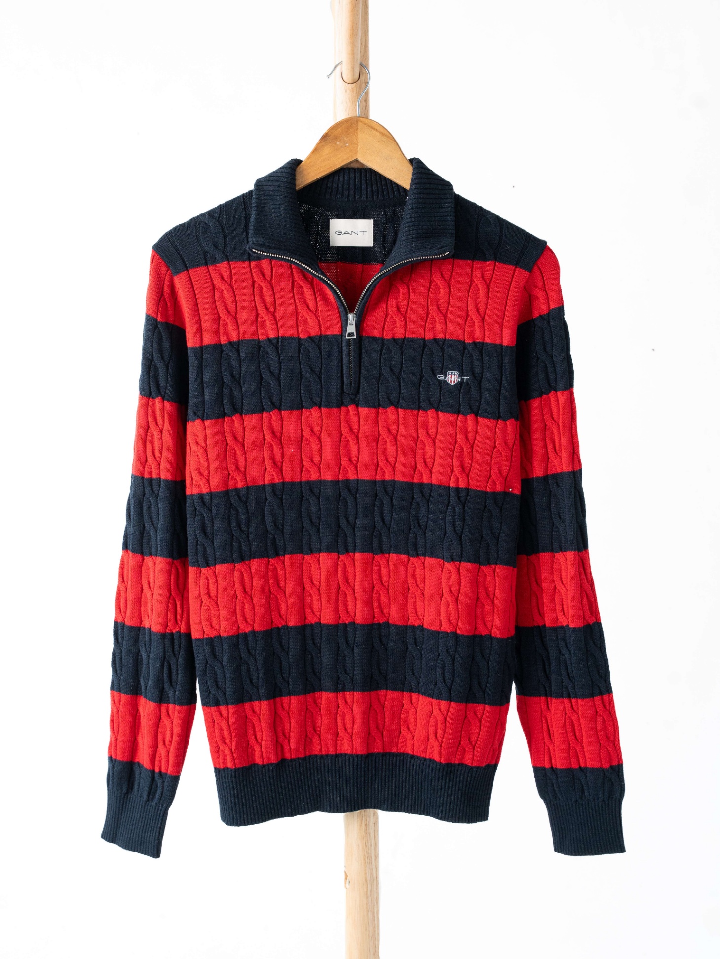 GA.T CABLE HALF ZIP STRIPED KNIT
