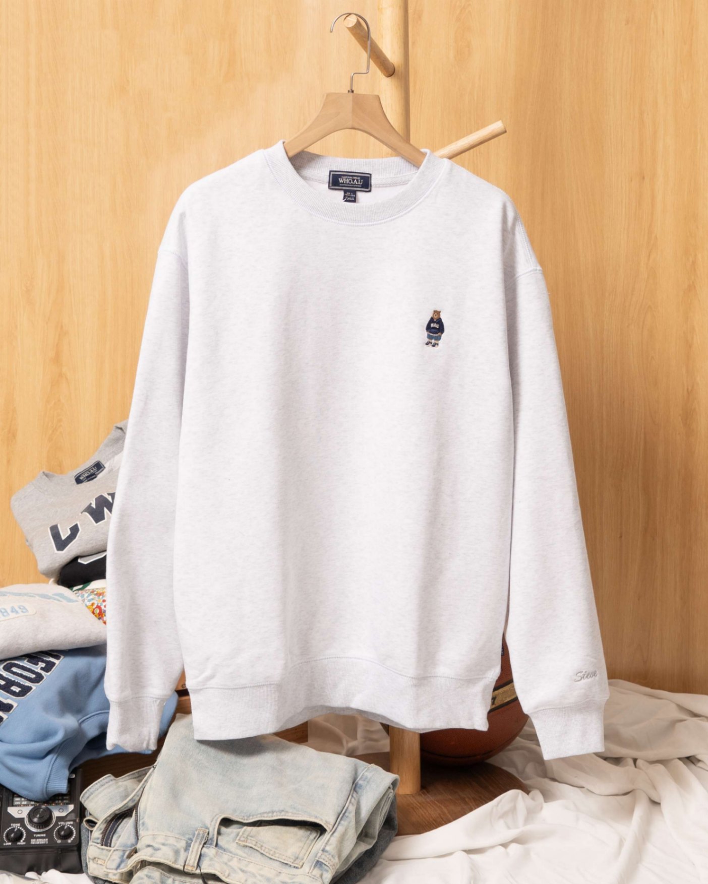 WAU EMBOIDRY SMALL BEAR SWEATER