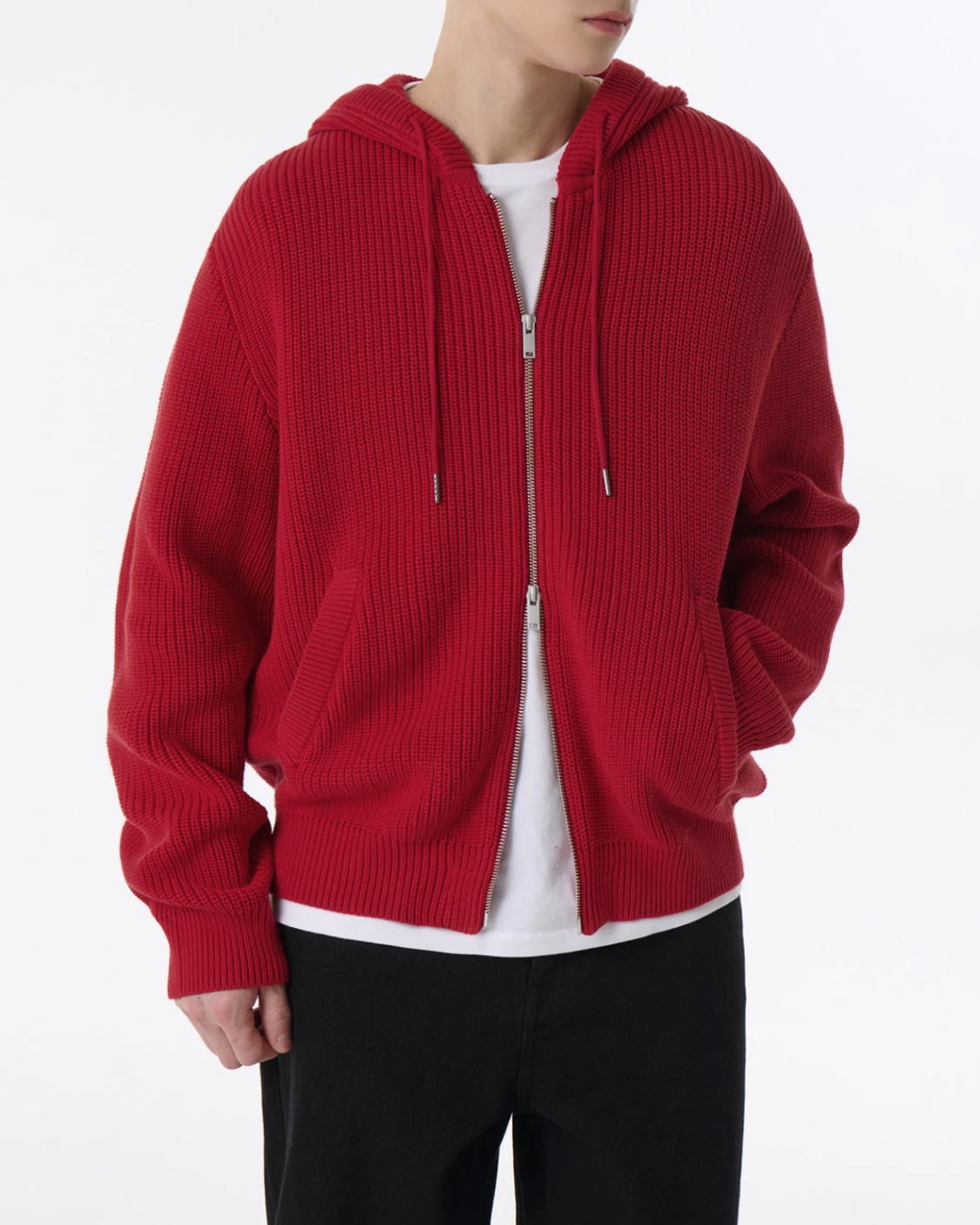 MUSIN HOODED KNIT FULL ZIP JACKET