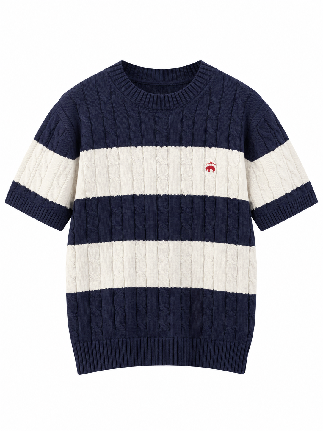 BROOKS BROTHERS WOMEN'S KNIT CABLE PULLOVER SHORT SLEEVE