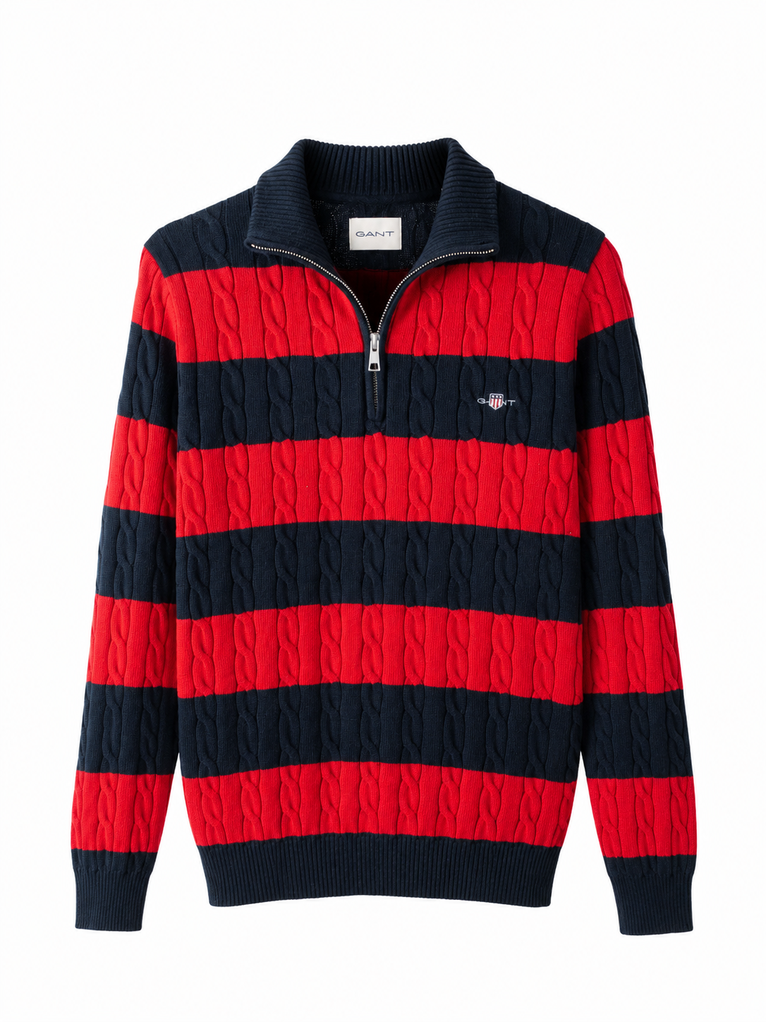 GA.T CABLE HALF ZIP STRIPED KNIT