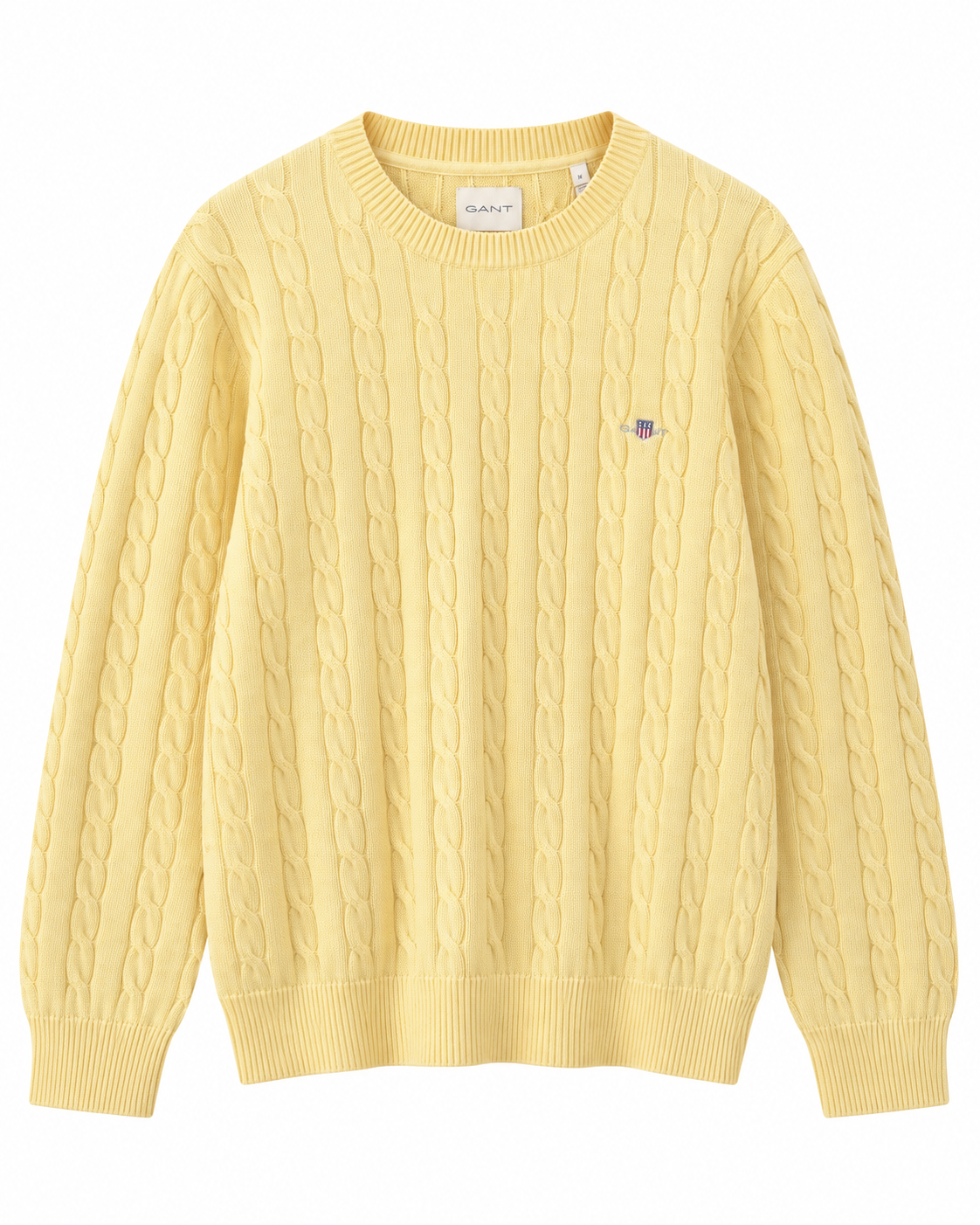 GAN COTTON CA.BLE C-NECK KNI.T - MILD YELLOW
