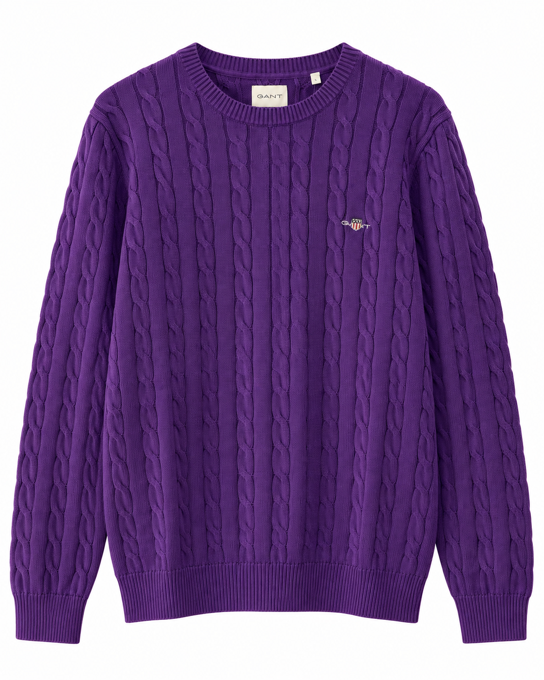 GAN COTTON CA.BLE C-NECK KNI.T - PURPLE