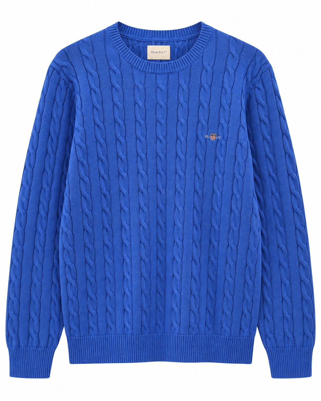 GAN COTTON CA.BLE C-NECK KNI.T - RICH BLUE