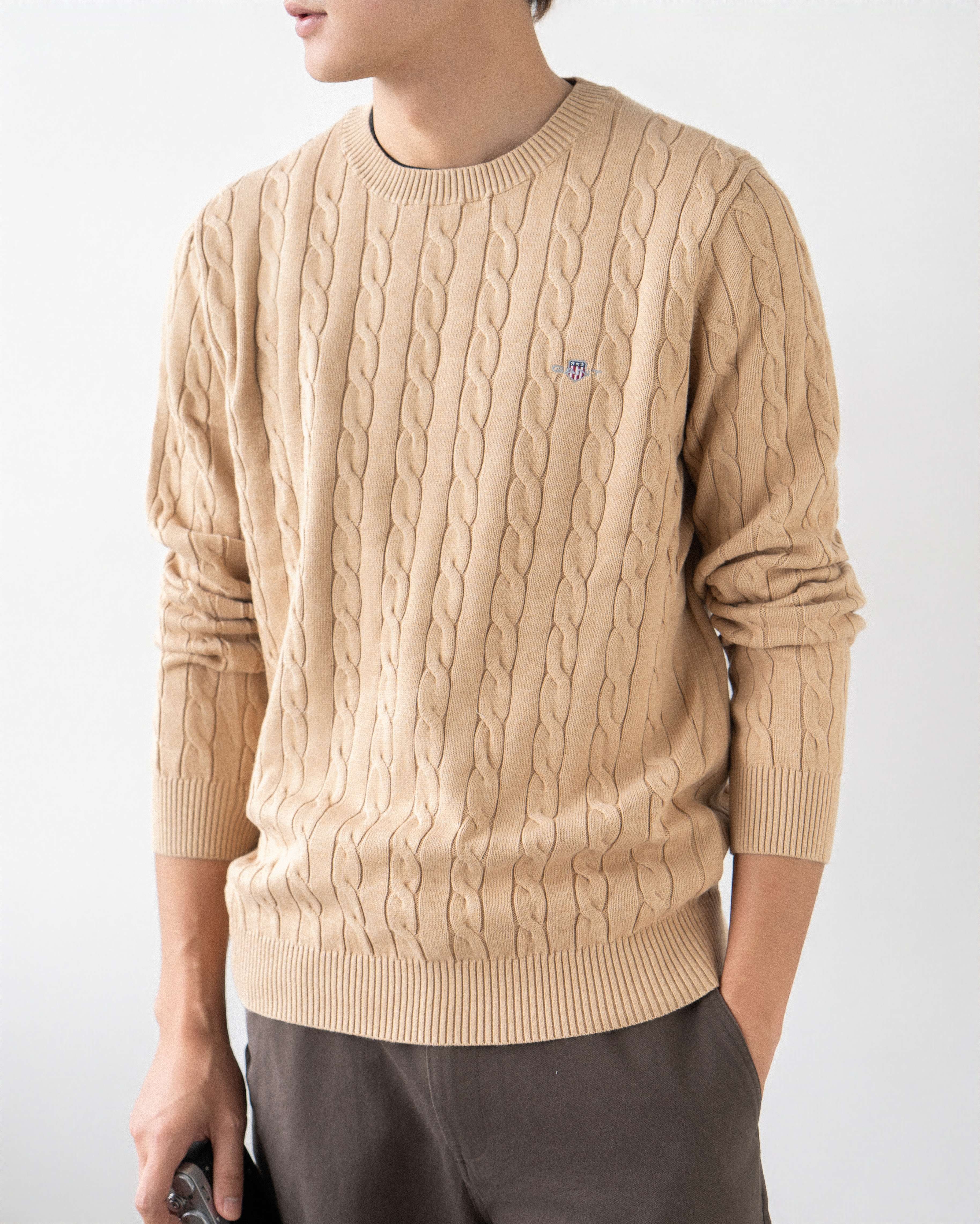 GAN COTTON CAB.LE C-NECK KNIT