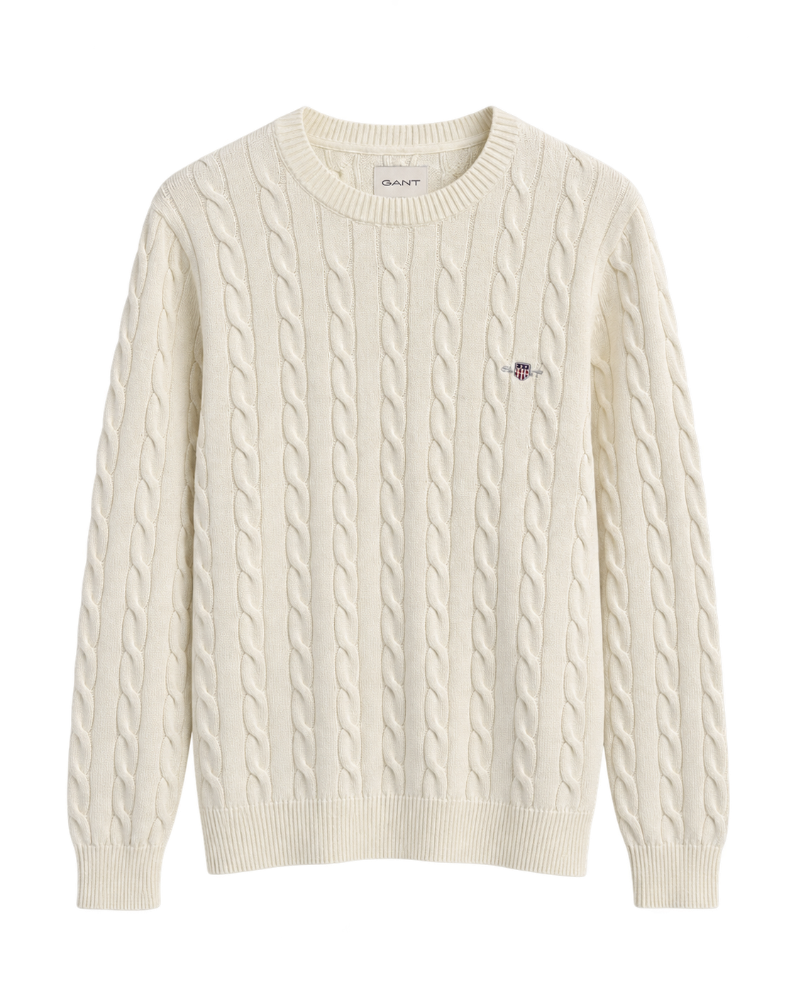 GAN COTTON CABLE C-NECK KNIT