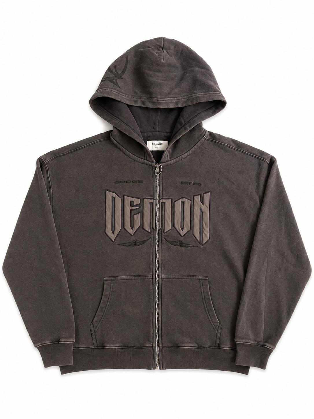 HOLLIS BIG PATCH DEMON FLEECE FULL ZIP HOODIE