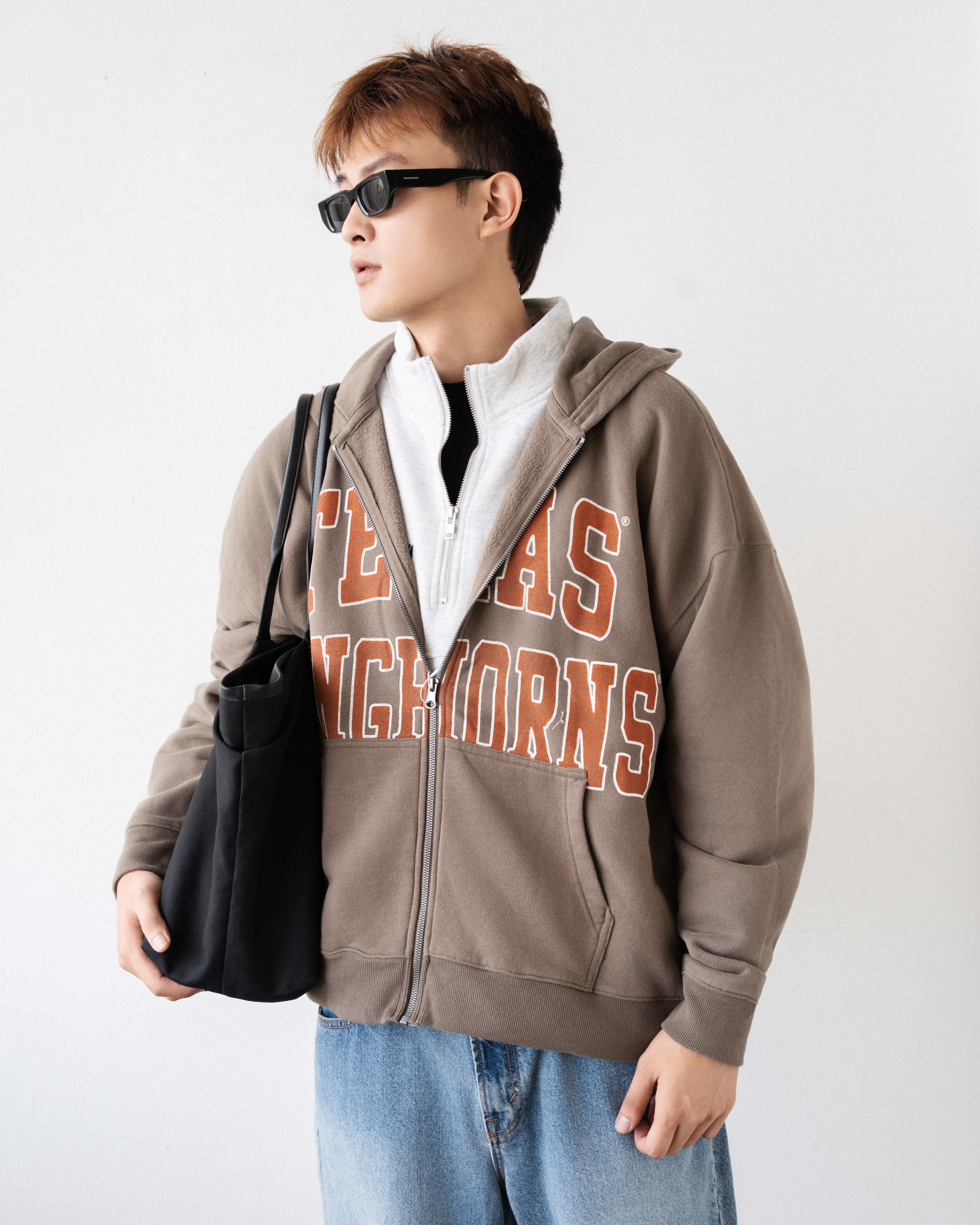 HOLLIS BIG PRINT TEXAS FLEECE FULL ZIP HOODIE