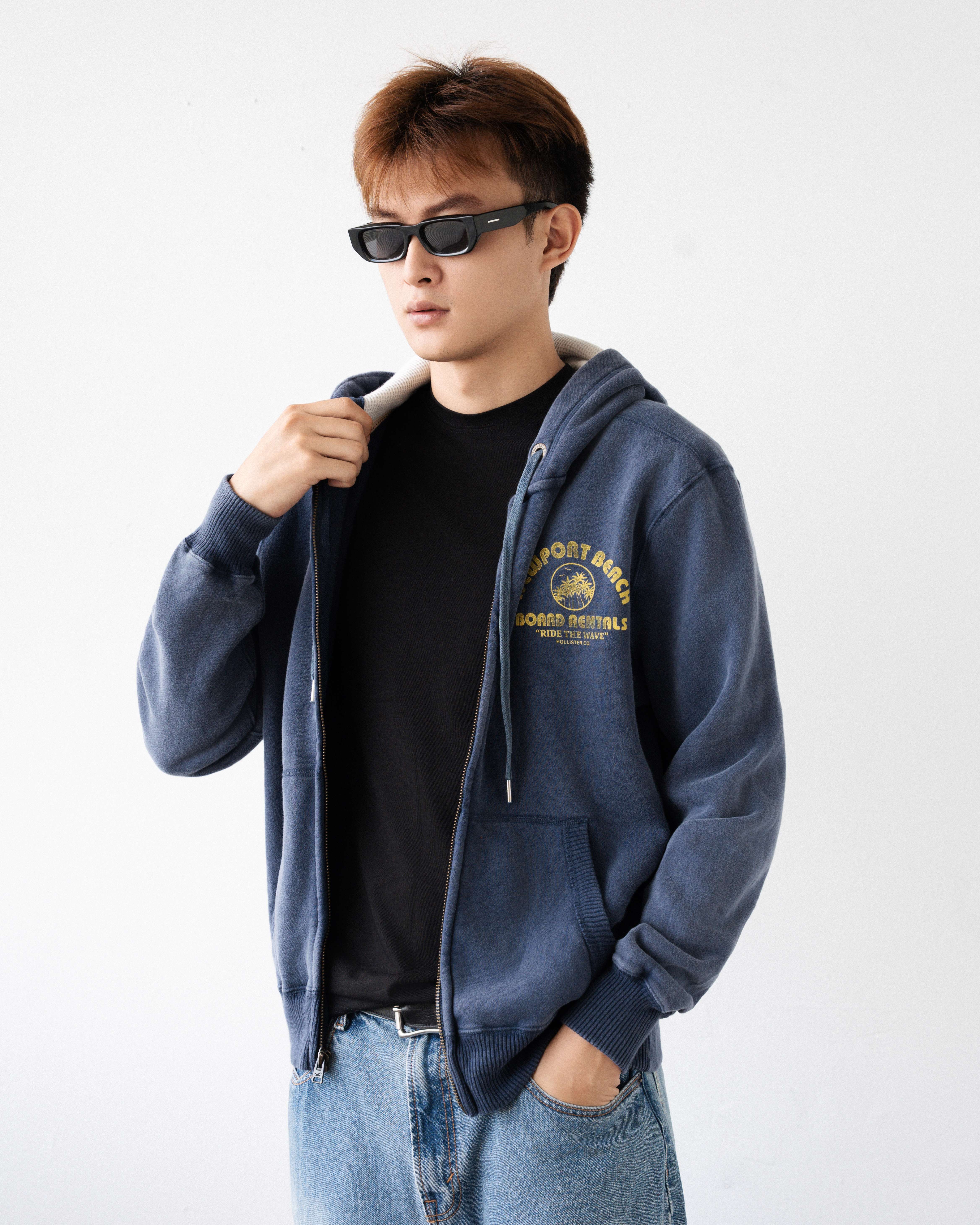 HOLLIS PRINT NEWPORT BEACH FULL ZIP HOODIE